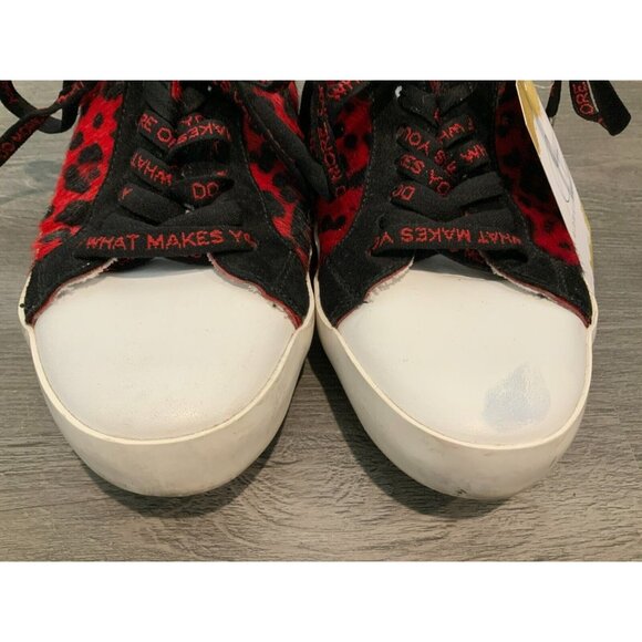 Zadig & Voltaire Red & Black Leopard Print Lace-Up Sneakers, Size 8 (US) 38 (IT) - Picture 2 of 10